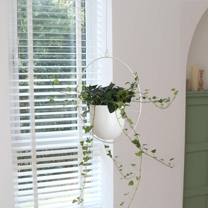 Hanging Planter Indoor Modern Boho Plant Pot Metal Wall and Ceiling Plant Holder, Mid Century Minimalist Flower Pot for Hanging Plants(White)