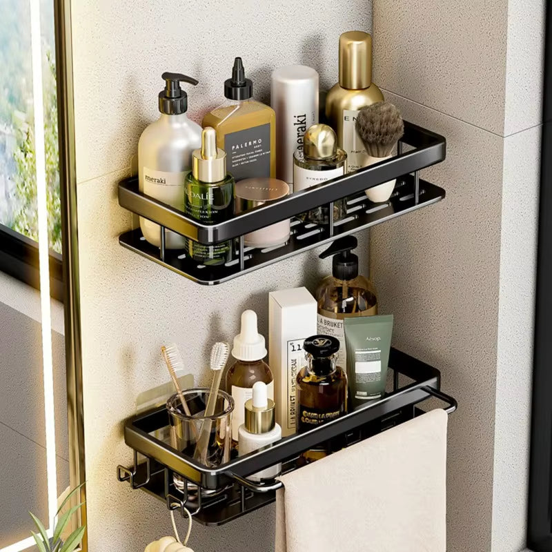 Bathroom Storage Rack, Diamond Free Wall Mounted Shampoo Bottle, Shower Corner Rack, Aluminum Bathroom Kitchen Accessories