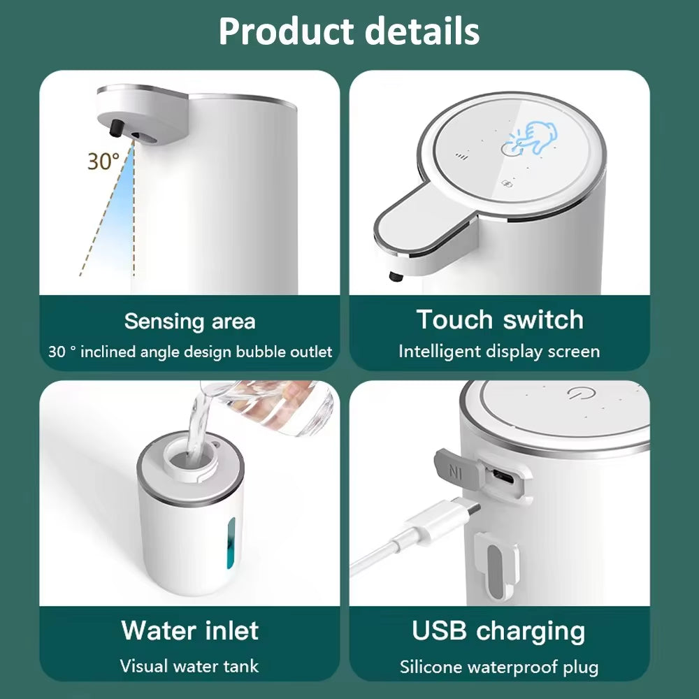 380ML Touchless IPX5 Waterproof 4-Gears Adjustable Foam/Gels Automatic Sense Soap Dispenser Electric Hand Dish Washing Machine