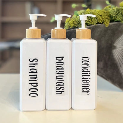 3Pcs/Set Square 500Ml Bottle Dispenser for Shampoo, Conditioner and Shower Gel Lotion Dispenser Bottle