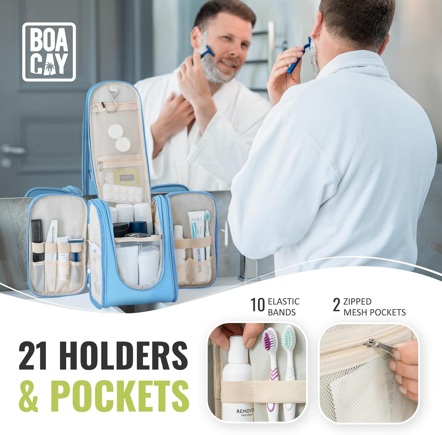 Hanging Travel Toiletry Bag for Women and Men, Makeup Bag, Bathroom & Shower Organizer Kit for Accessories, Cosmetics, Travel Essentials